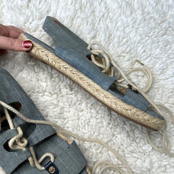 Michael by Michael Kohrs Denim Style Rope Strapy Tie Up Sandals Like New - Picture 6 of 10